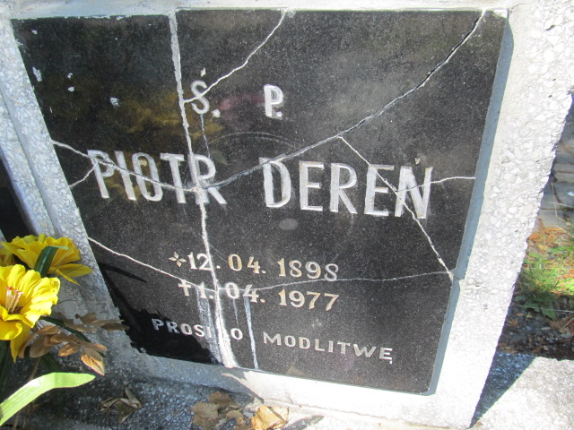 Piotr Dereń 1898 Prudnik - Grobonet - Wyszukiwarka osób pochowanych